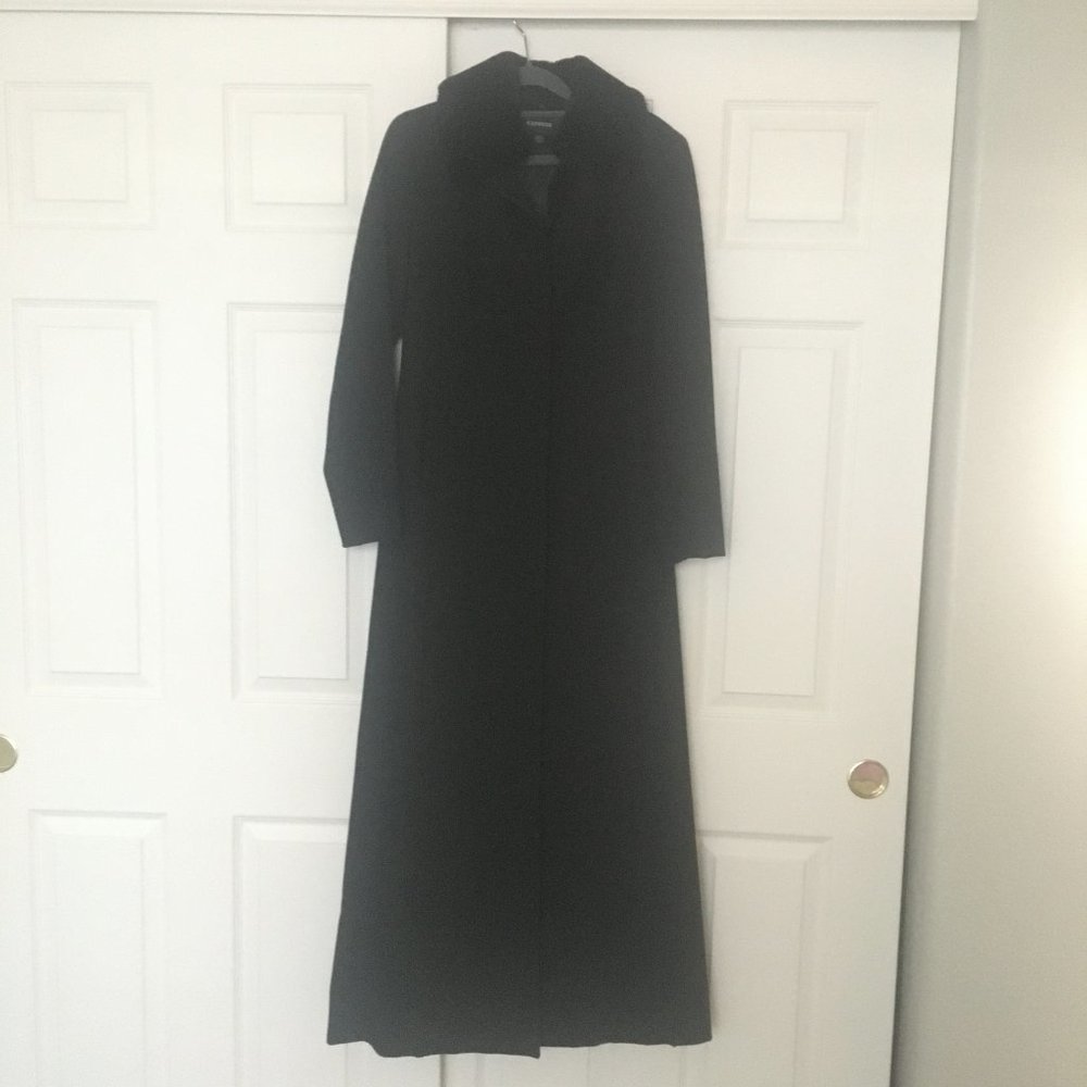 Full-length Women's Express Black Wool Dress Coat